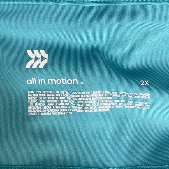 All In Motion High Waisted Biker Shorts Womens 2X New Turquoise Athletic - Picture 6 of 8